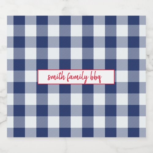 Personalized Blue and White Buffalo Plaid Labels