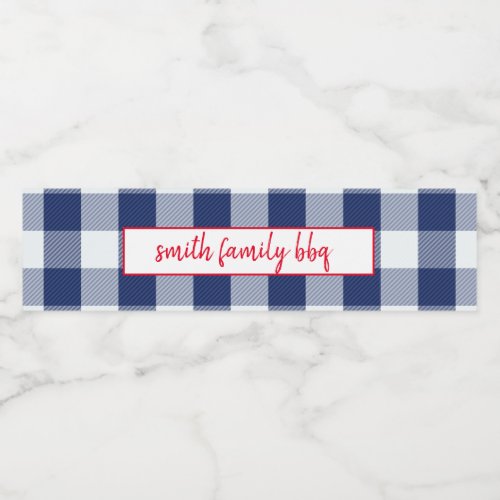 Personalized Blue and White Buffalo Plaid Labels