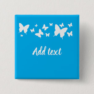 Personalized Blue and white butterfly badge favor Button