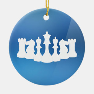 Personalized Blue and White Chess Ornament
