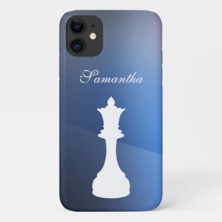 Personalized Blue and White Chess Queen Case-Mate iPhone Case