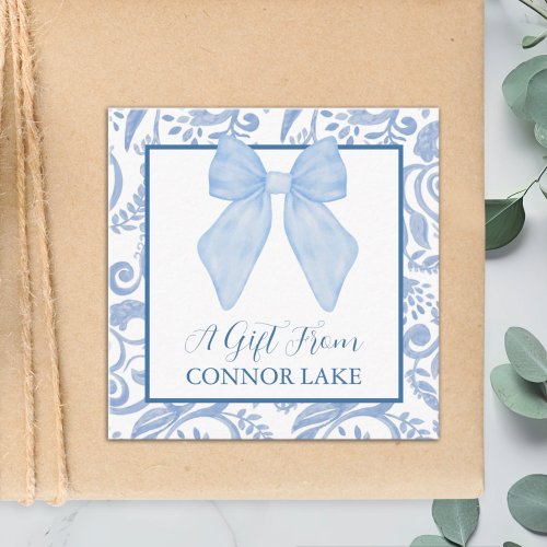 Personalized Blue and White Classic Watercolor  Enclosure Card