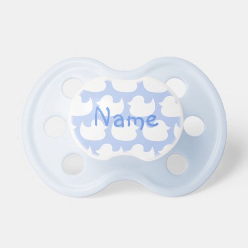 Personalized Blue and White Duck Pattern Pacifier