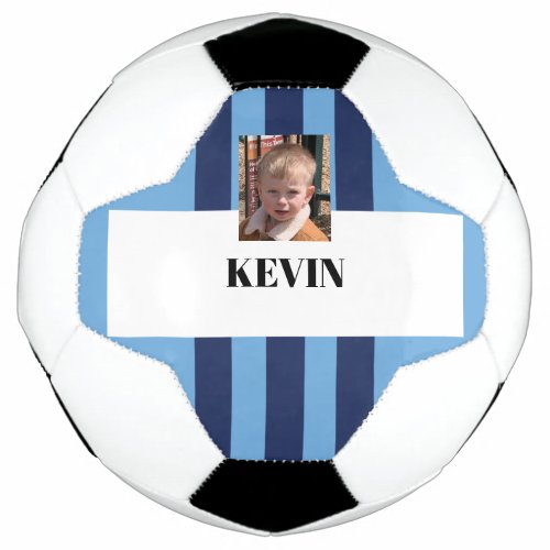 Personalized blue and white gift for kids  soccer ball