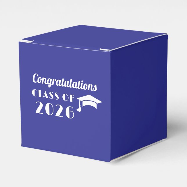 Personalized Blue and White Graduation  Favor Boxes (Front Side)
