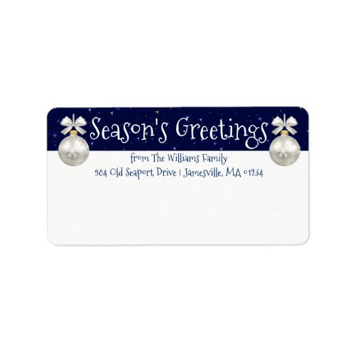 Personalized Blue and White Holiday Mailing Labels