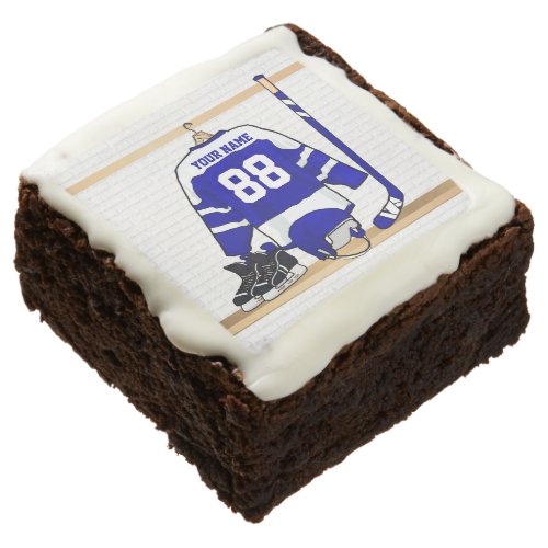 Personalized Blue and White Ice Hockey Jersey Brownie