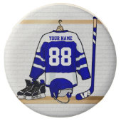 Personalized Blue and White Ice Hockey Jersey Chocolate Dipped Oreo (Front)