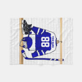 Personalized Blue and White Ice Hockey Jersey Fleece Blanket (Front (Horizontal))