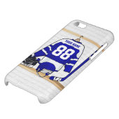 Personalized Blue and White Ice Hockey Jersey iPhone Case (Bottom)