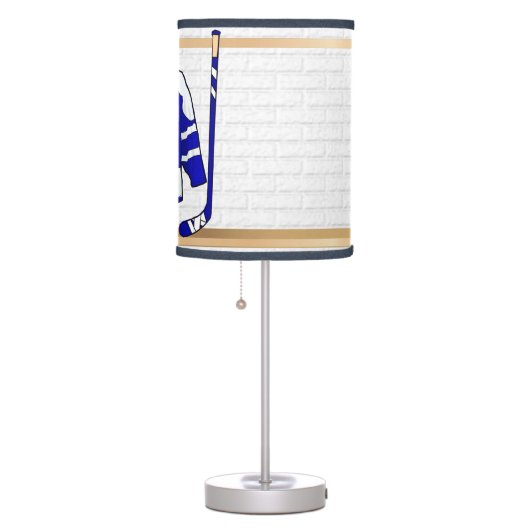 Personalized Blue and White Ice Hockey Jersey Table Lamp (Right)