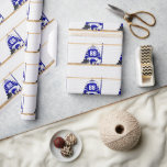 Personalized Blue and White Ice Hockey Jersey Wrapping Paper