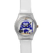 Personalized Blue And White Ice Hockey Jersey Wrist Watch at Zazzle