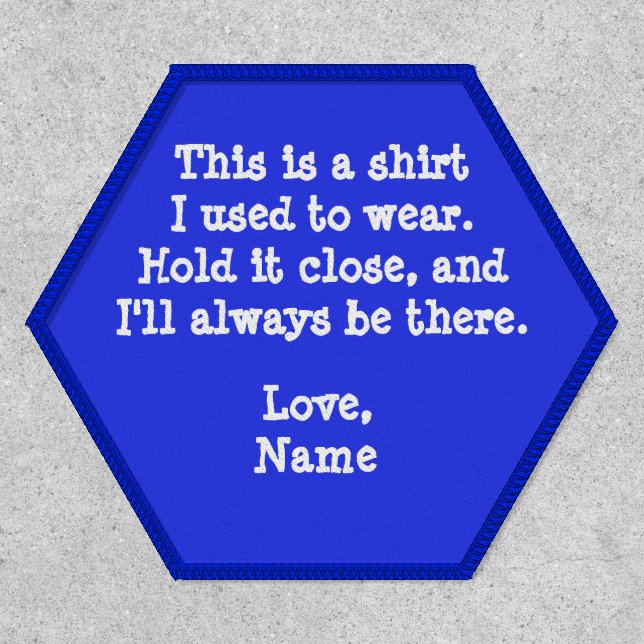 Personalized Blue and White Large Memory Pillow Patch (Front)