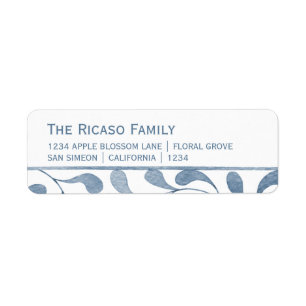 Personalized Blue And White Leaf Label