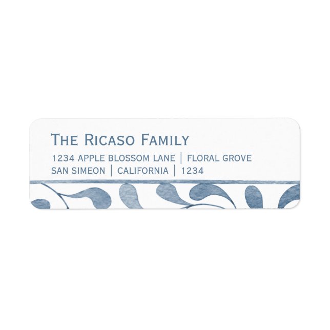 Personalized Blue And White Leaf Label (Front)