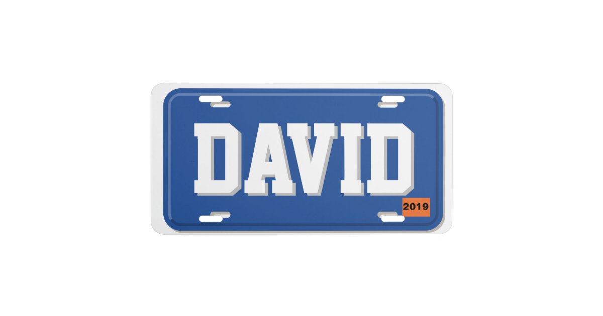 Personalized Blue and White License Plate Zazzle