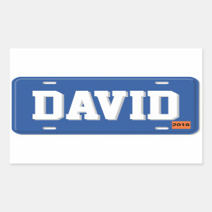 Personalized Blue and White License Plate Rectangular Sticker