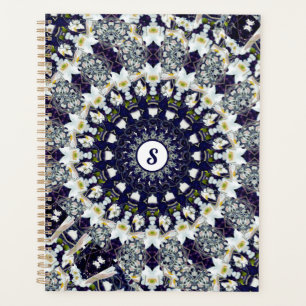 Personalized Blue and White Mandala Spiral Planner
