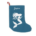 Personalized Blue and White Mermaid Stocking