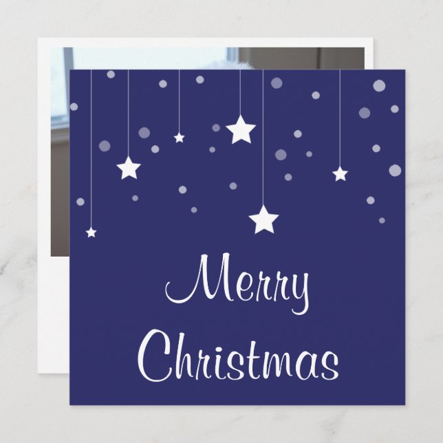 Personalized Blue and White Photo Christmas Card (Front/Back)