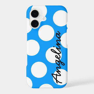Personalized Blue and White Polka Dot iPhone 17 Case