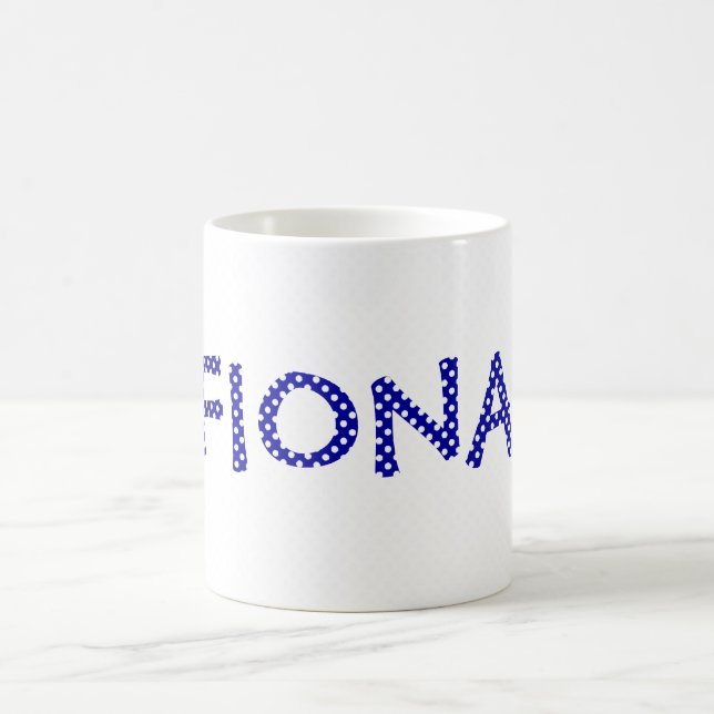 Personalized Blue and White Polka Dot Mug (Center)