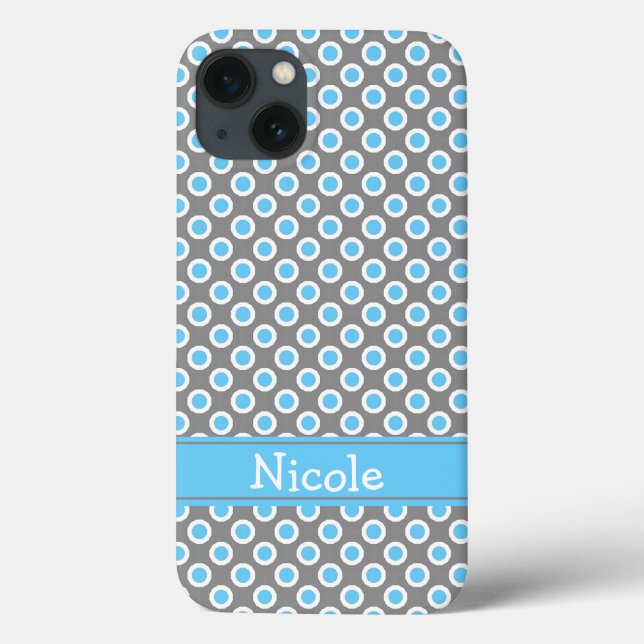 Personalized Blue and White Polka Dots Pattern Case-Mate iPhone Case (Back)