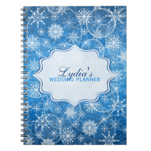 Personalized Blue and White Snowflakes Notebook