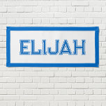 Personalized Blue and White Sports Name Elijah Pennant<br><div class="desc">Add a personalized touch to your little athlete's room with this simple and stylish blue and white name pennant. The rectangular pennant features a a blue trim and a custom name printed in a sports-style font in a combination of white and blue. The white background makes the blue text pop...</div>