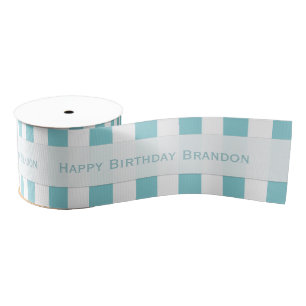 Personalized Blue And White Striped Ribbon