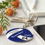Personalized Blue and White Volleyball Keychains