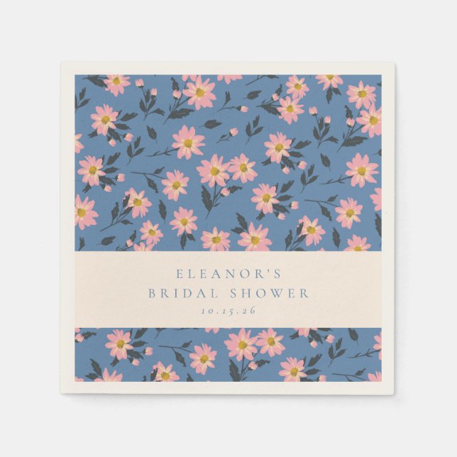 Personalized Blue and Yellow Florals Spring Garden Napkins (Front)