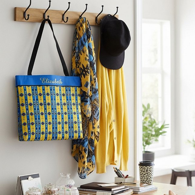 Personalized Blue and yellow tribal Tote Bag (Creator Uploaded)