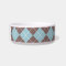 Personalized blue argyle dog bone pet food bowl