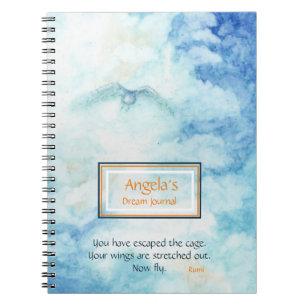 Personalized Blue Art Rumi Journal Notebook