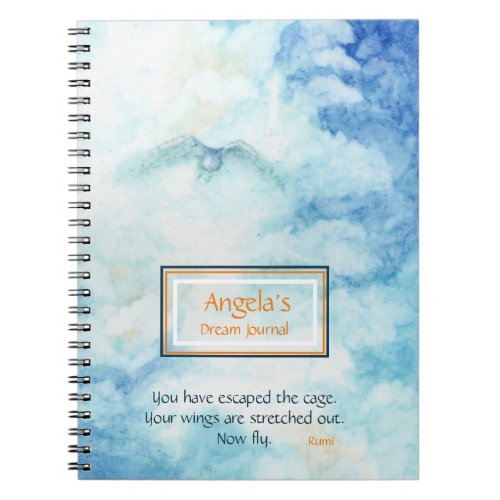 Personalized Blue Art Rumi Journal Notebook