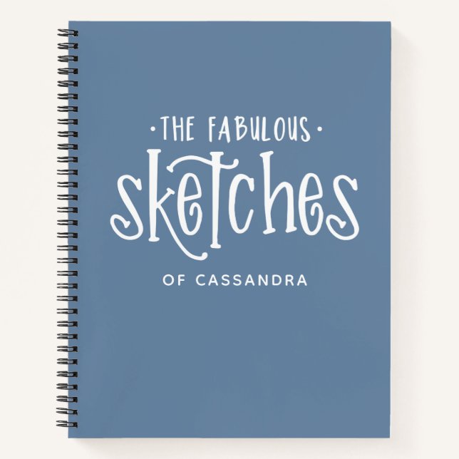 Personalized Blue Artist Sketchbook Notebook (Front)