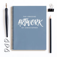 Personalized Blue Artist Sketchbook Notebook