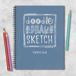 Personalized Blue Artist Sketchbook Notebook