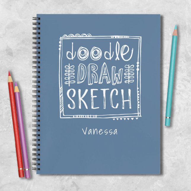 Personalized Blue Artist Sketchbook Notebook (A fun artist sketchbook. Comes in a variety of colors. Personalize one as a gift.)