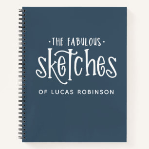 Personalized Blue Artist Sketchbook Notebook