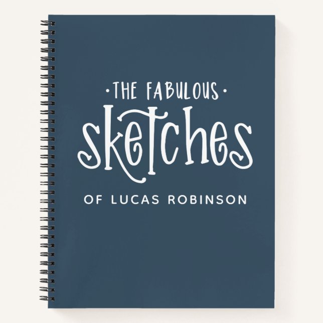 Personalized Blue Artist Sketchbook Notebook (Front)