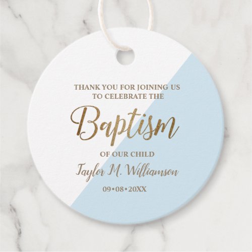 Personalized Blue Baby Baptism thank you Favor Tags
