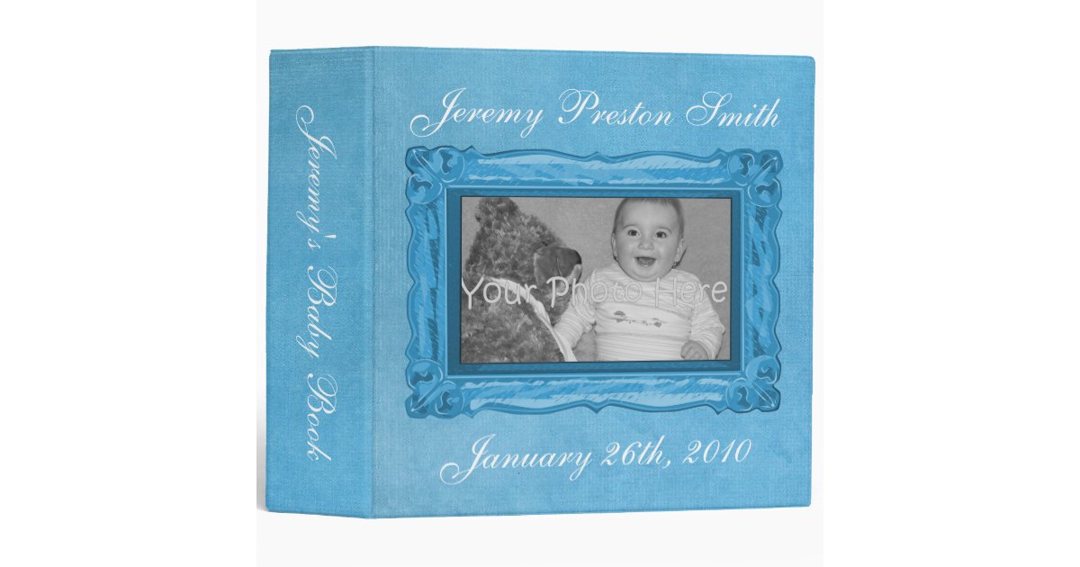 Personalized Blue Baby Book Binder Zazzle