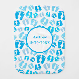 Personalized Blue Baby Boy Baby Feet Baby Burp Baby Burp Cloth