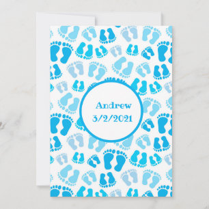 Personalized Blue Baby Boy Baby Feet Thank You Card