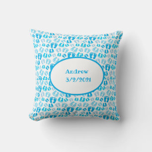 Personalized Blue Baby Boy Baby Shower Nursery Throw Pillow