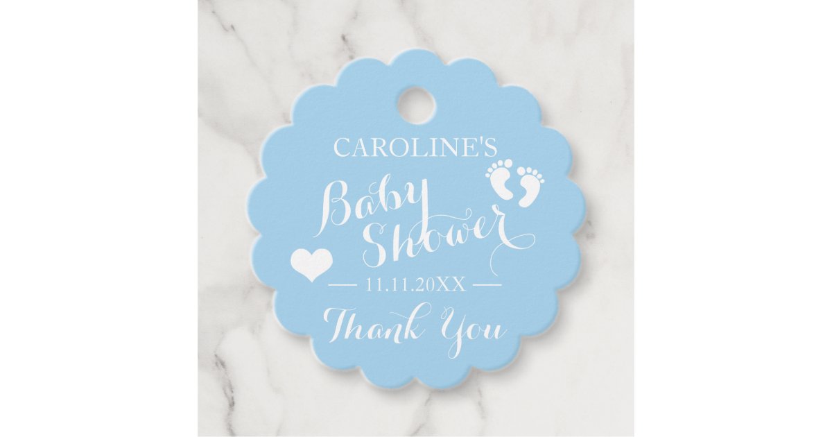 Personalized Blue Baby Feet Boy Baby Shower Favor Tags Zazzle