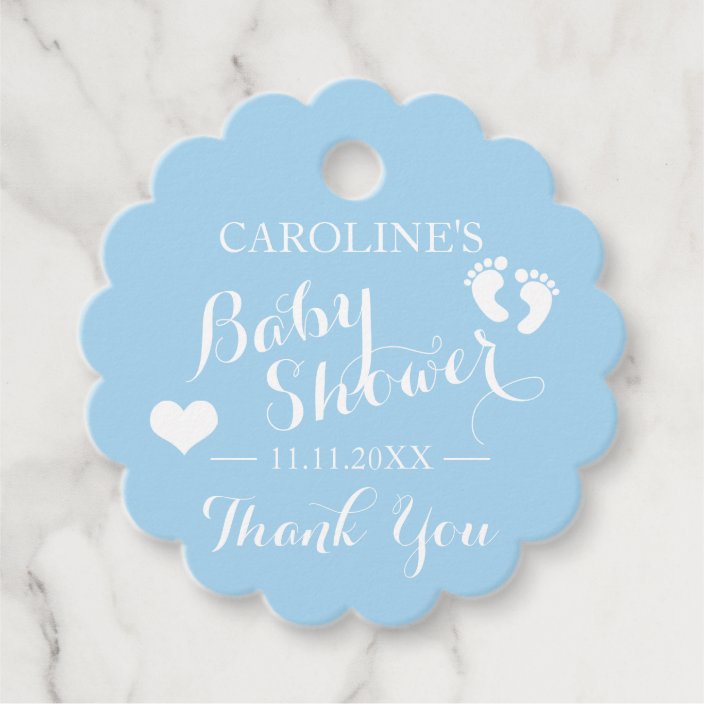 Personalized Blue Baby Feet Boy Baby Shower Favor Tags Zazzle Com